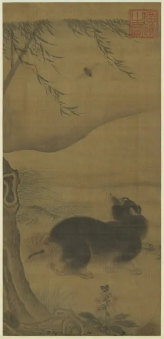 明武宗畫哈叭驚蟬圖 軸