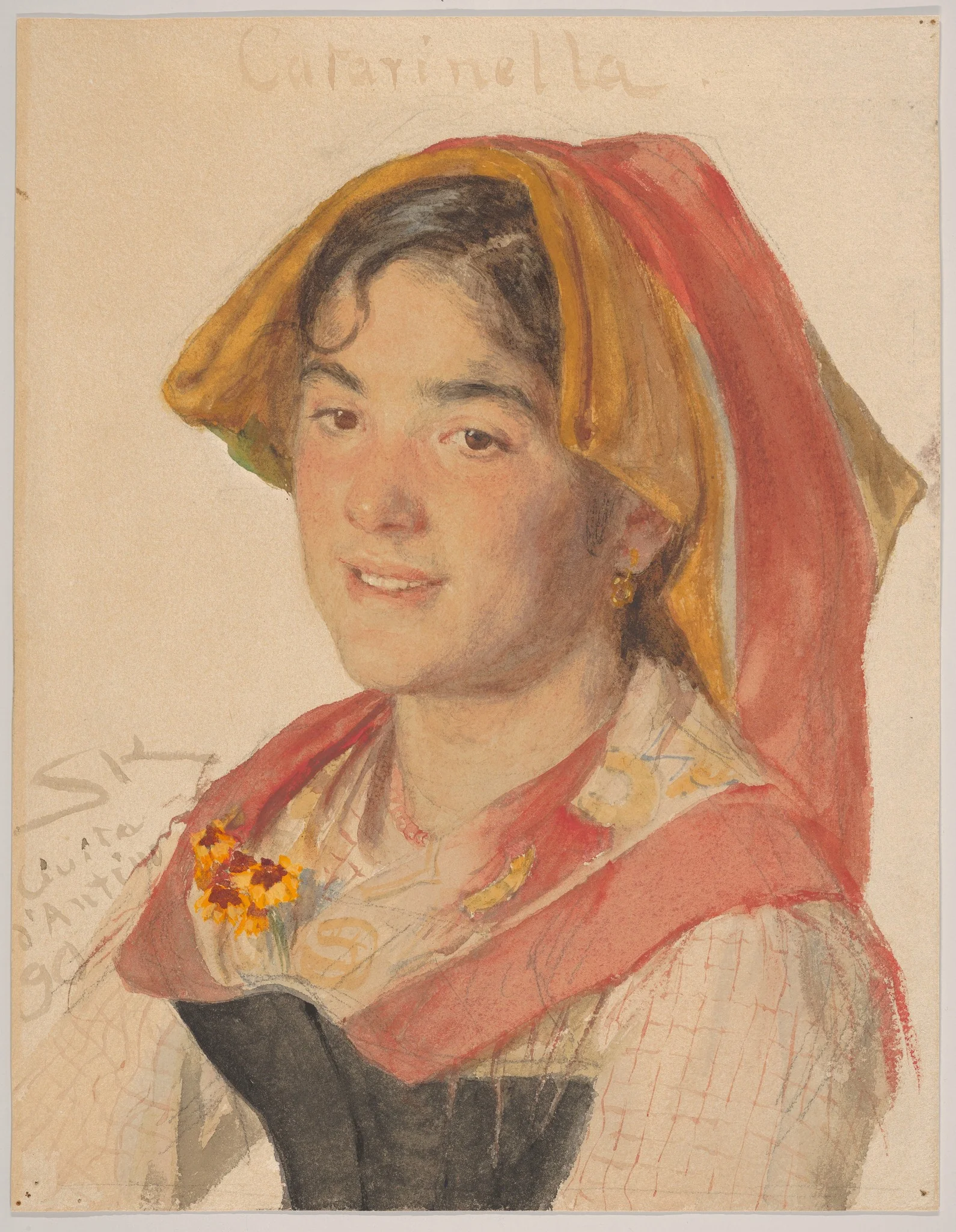 Head of an Girl from Civita d'Antino in Regional Dress (Catarinella")", detail