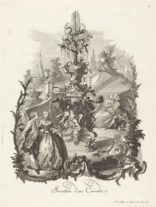 Invention d'une Cascade (Design for a Cascade), by Johann Esaias Nilson, ink, 1758