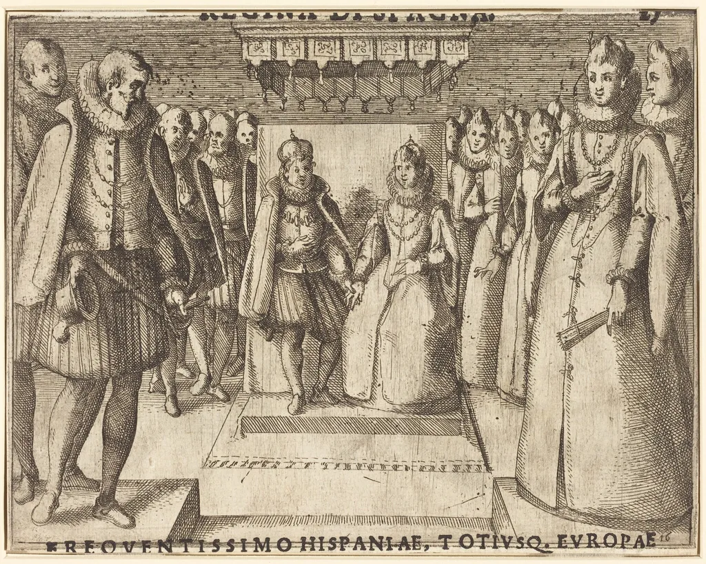 Meeting of Margaret of Austria and Philip III [recto], by Jacques Callot, ink, 1612