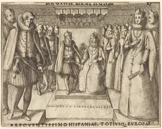 Meeting of Margaret of Austria and Philip III [recto], by Jacques Callot, ink, 1612