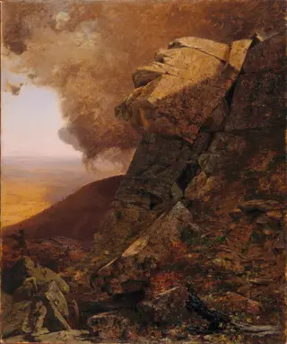 A Cliff in the Katskills, by Jervis McEntee, oil