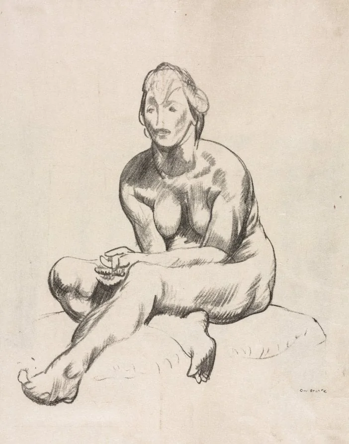 Life Study, Nude Woman Seated With Folded Hands, detail