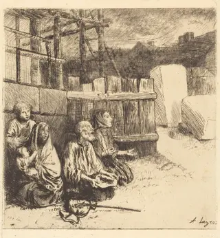 English Beggars (Les mendiants anglais), by Alphonse Legros, ink, 1875