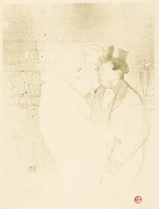 Ida Heath at the Bar (Ida Heath au bar), by Henri de Toulouse-Lautrec, ink, 1894