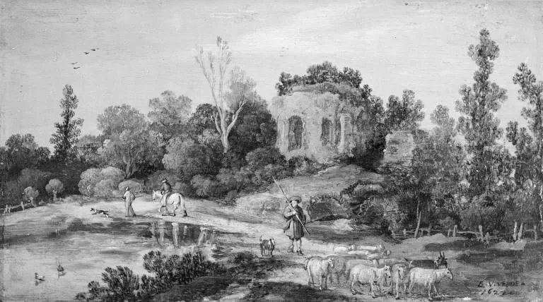 Landscape with a Ruin, detail