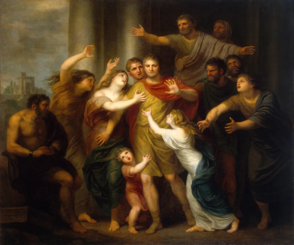 Regulus Returning to Carthage, by Andries Cornelis Lens, oil, 1796