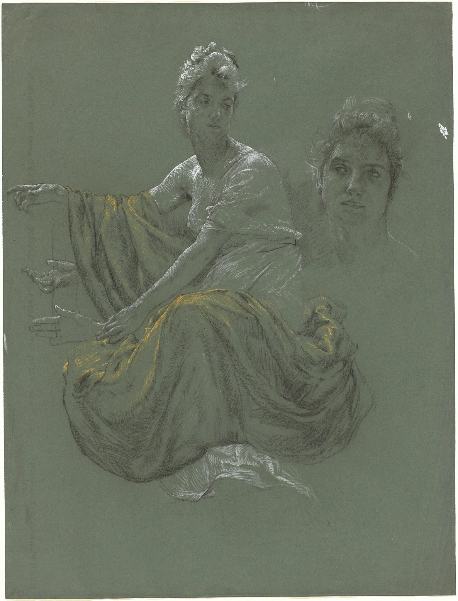Elegant Young Woman in Classical Drapery, detail