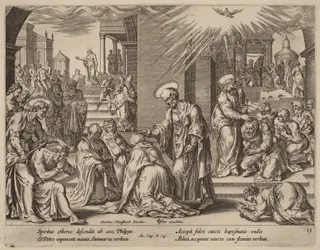 The People of Samaria Receive the Word of God, by Philip Galle, ink, 1574