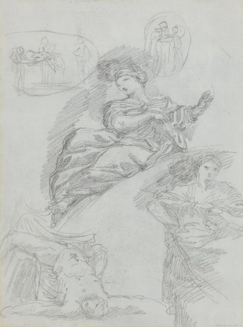 Studies of Figures [verso], by Anicet Charles Gabriel Lemonnier, chalk, 1784