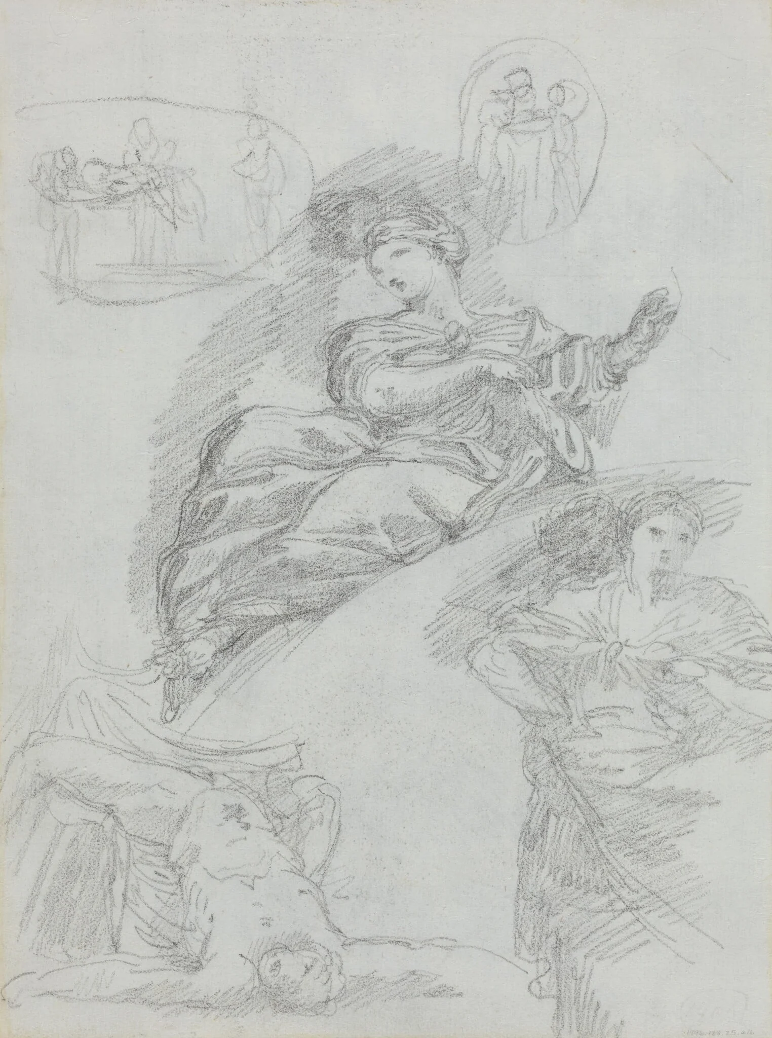 Studies of Figures [verso], detail