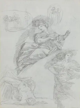 Studies of Figures [verso], by Anicet Charles Gabriel Lemonnier, chalk, 1784
