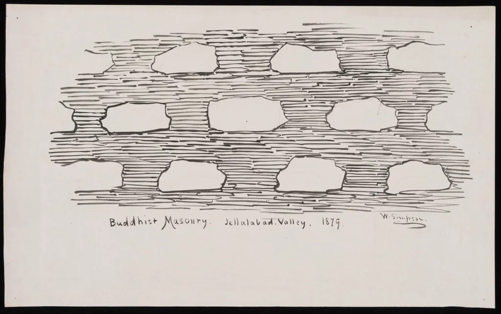 Buddhist Masonry, Jellalabad Valley, by William R.I. F.R.G.S. Simpson, 1879