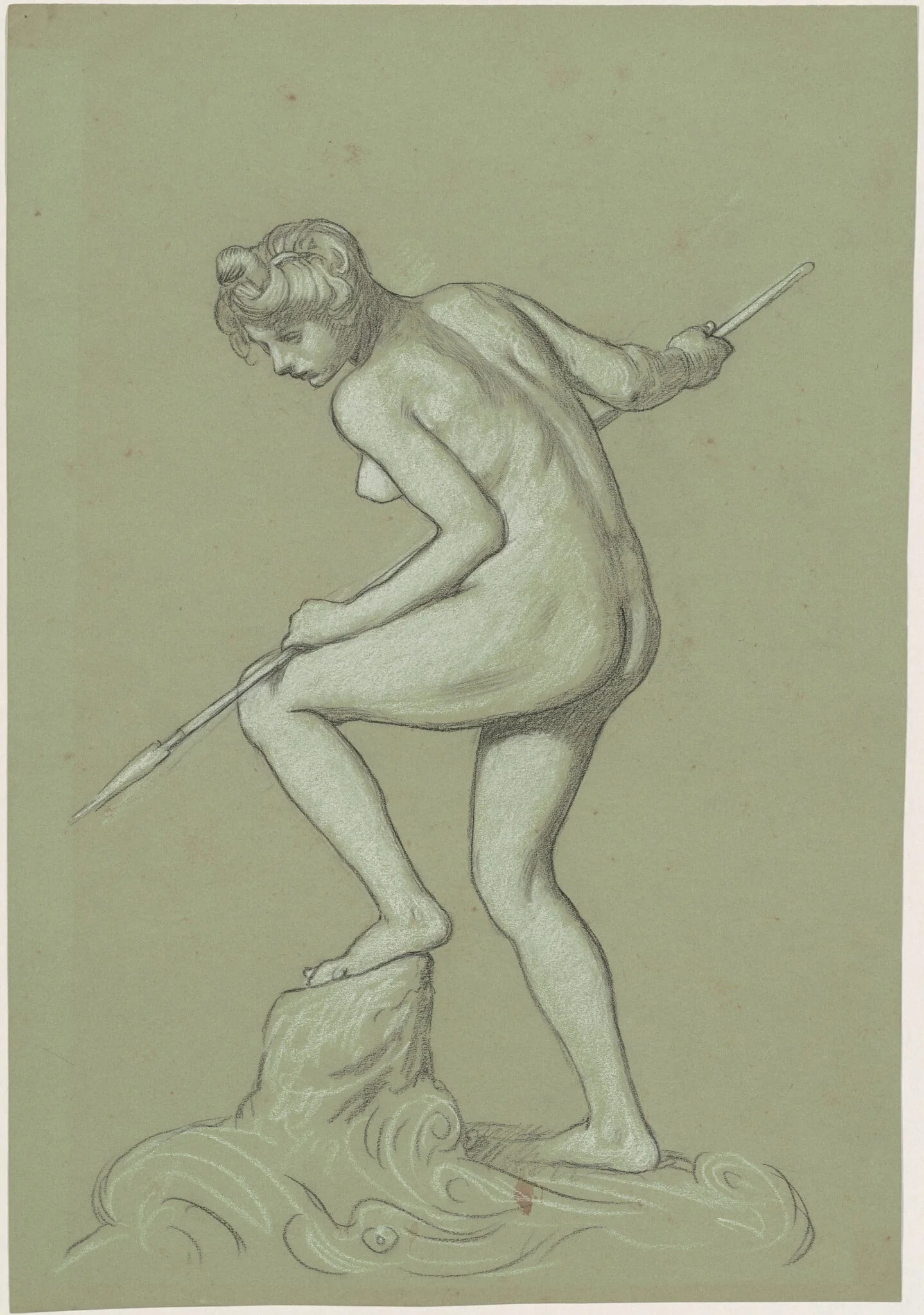 Girl Spearing Dolphin, detail