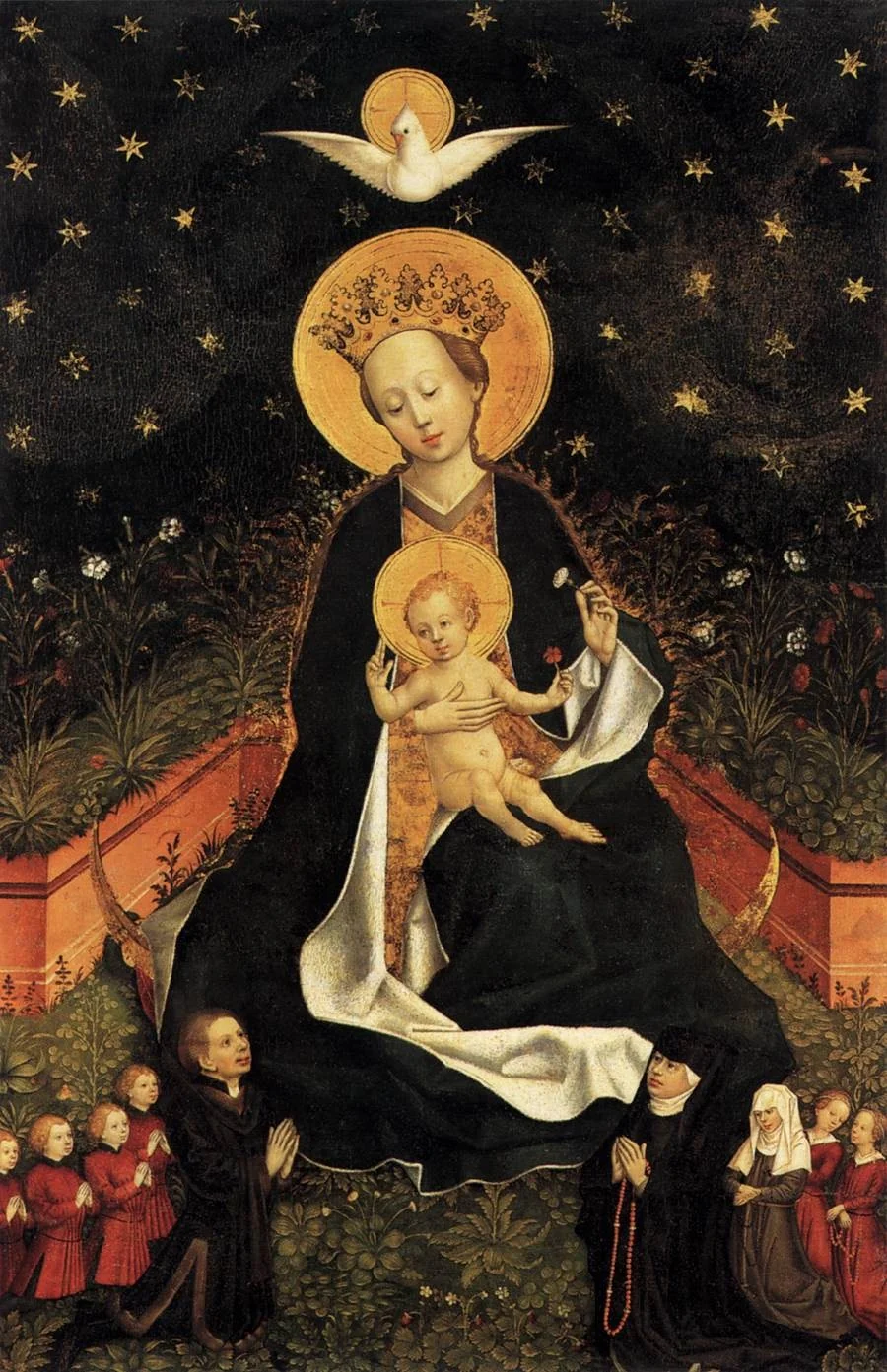 Madonna on a Crescent Moon in Hortus Conclusus, detail