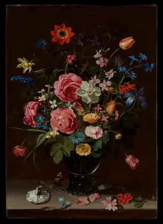 A Bouquet of Flowers, by Clara Peeters, oil, 1612