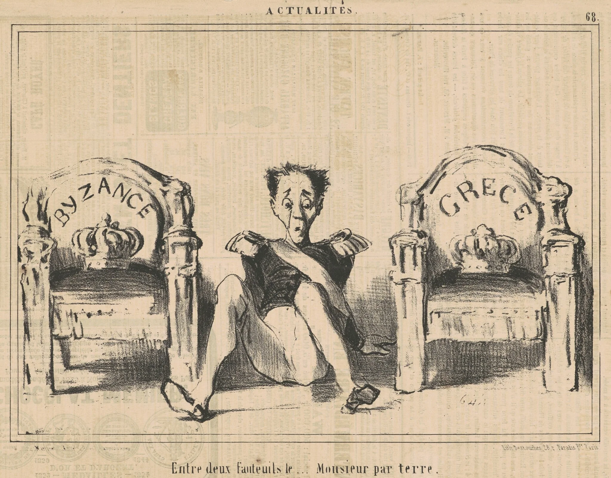 Entre deux fauteuils le ...monsieur par terre, detail