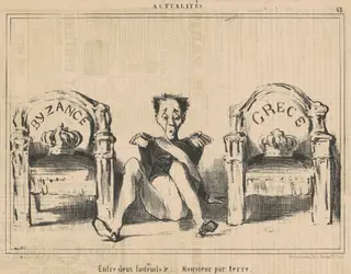 Entre deux fauteuils le ...monsieur par terre, by Honoré Daumier, ink, 1854