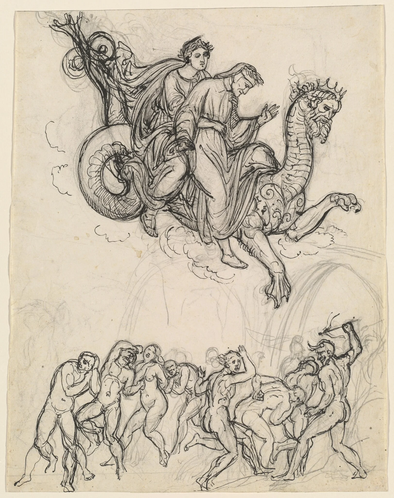 Dante and Virgil Riding on the Back of Geryon, detail