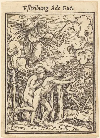 Vßtribung Ade Eue (Expulsion of Adam and Eve), by Hans Lützelburger, ink, 1526