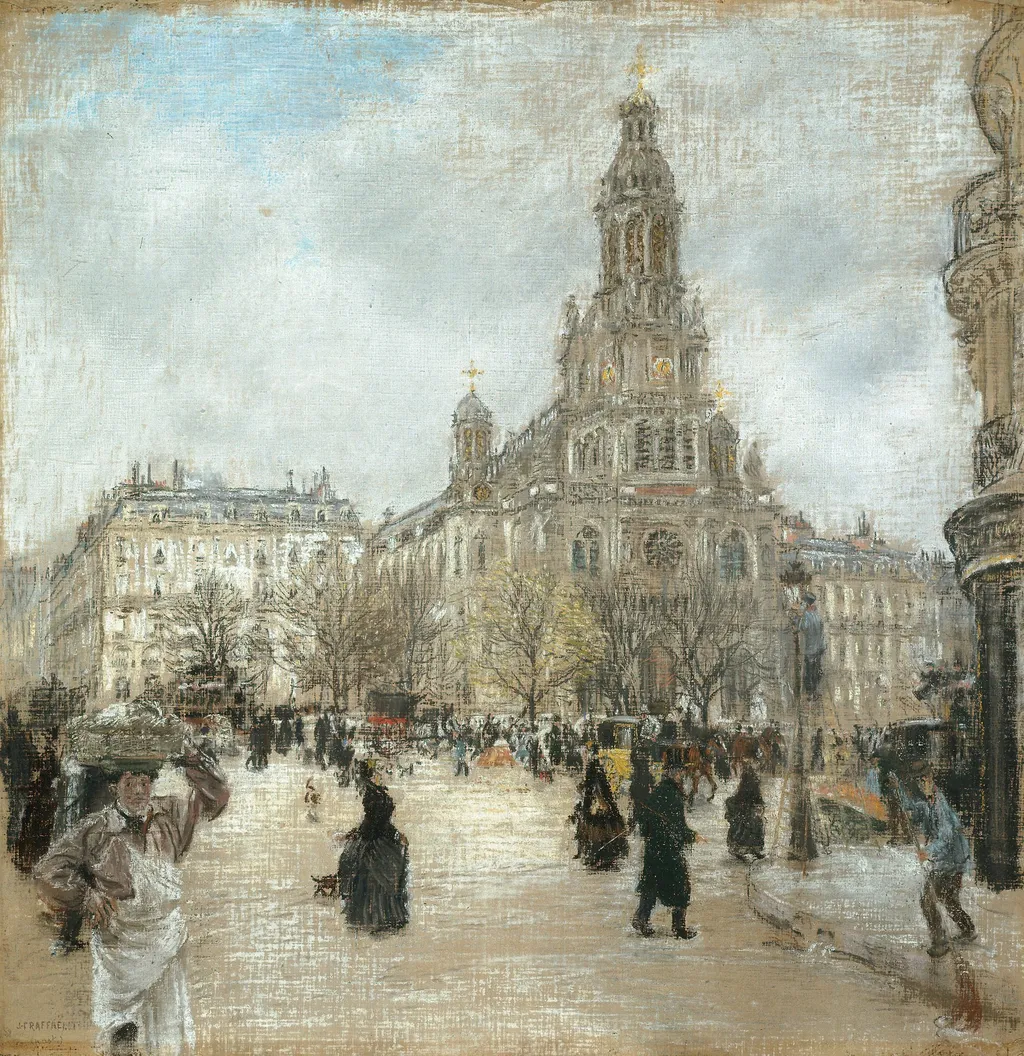 Place de la Trinité, Paris, by Jean-François Raffaëlli, oil, 1894