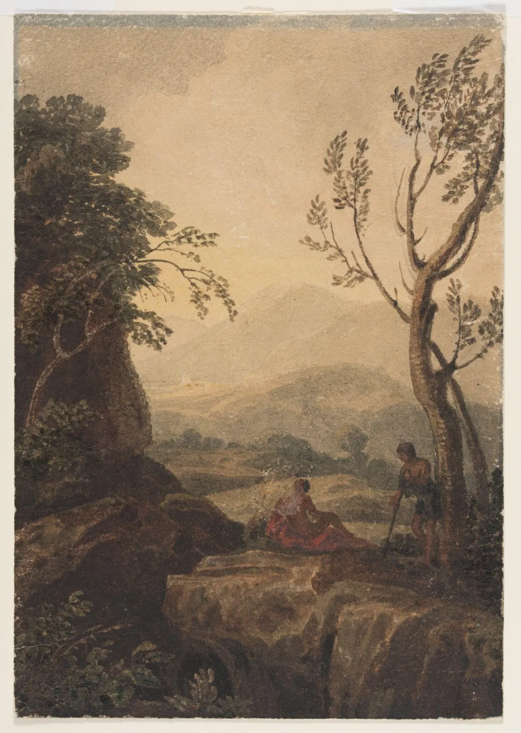 Mountainous Landscape, with Figures, by William Havell, watercolor, 1800