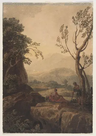 Mountainous Landscape, with Figures, by William Havell, watercolor, 1800
