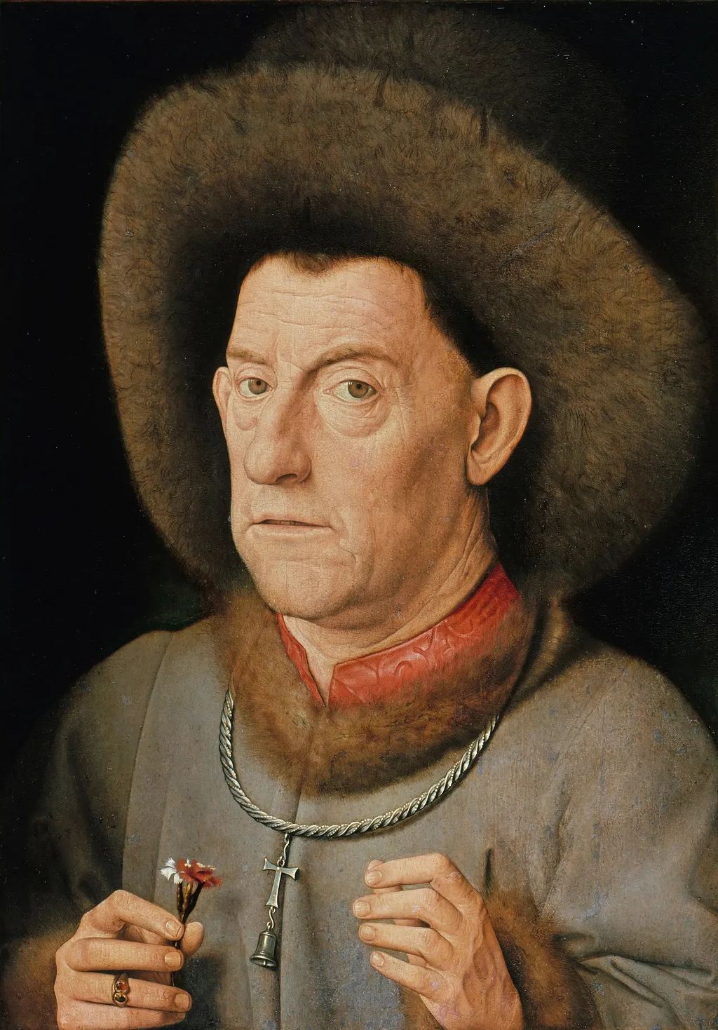 Portrait of a Man with Carnation, by Jan van Eyck, oil, 1436