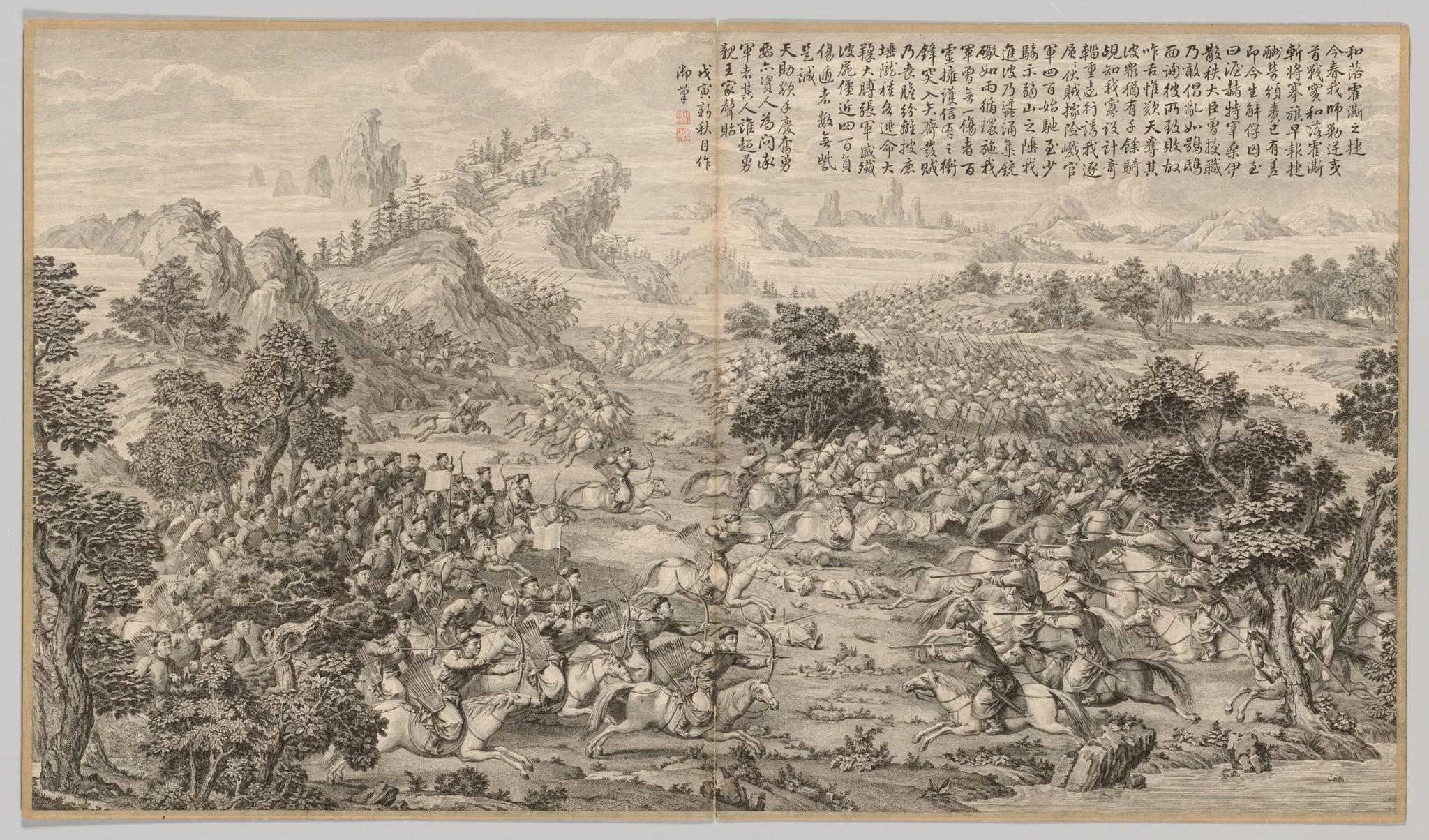 Victory at Heluo Heshi: from Battle Scenes of the Quelling of Rebellions in the Western Regions, with Imperial Poems, detail