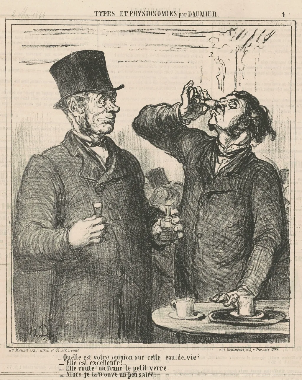 Quelle est votre opinion sur ..., by Honoré Daumier, ink, 1864