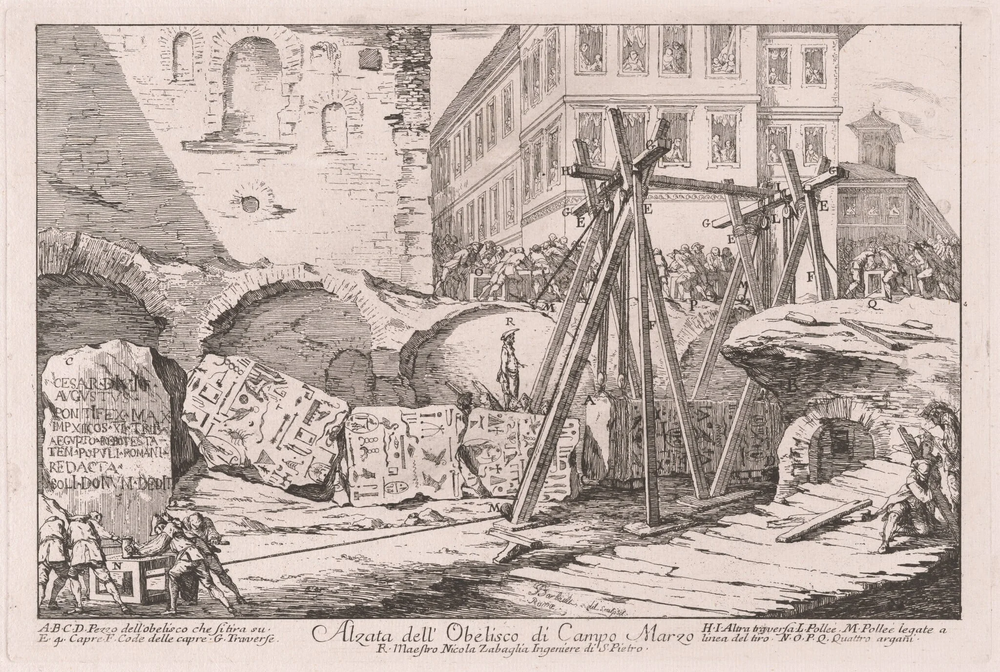 Alzata dell'Obelisco di Campo Marzio (Excavation of the Obelisk from the Campo Marzio), detail