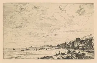 Beuzeval, Embouchure de la Dive (Calvados), by Maxime Lalanne, ink, 1868