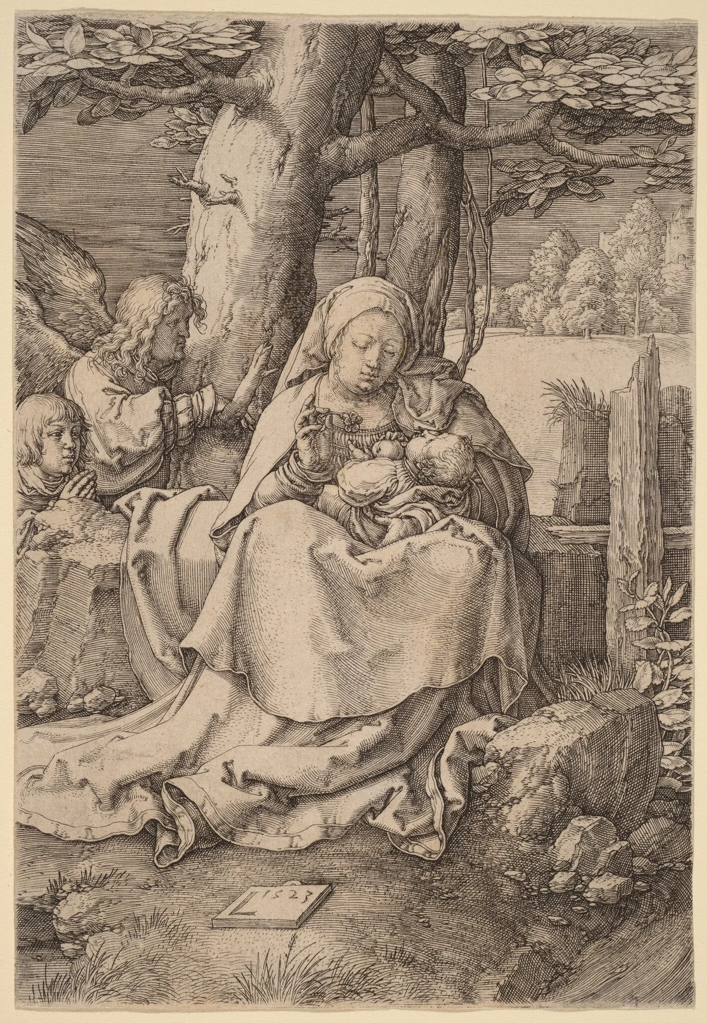 The Virgin and Child with Two Angels, detail