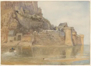 The Ramparts, Mont St. Michel, France, by Alfred William Hunt, watercolor, 1876