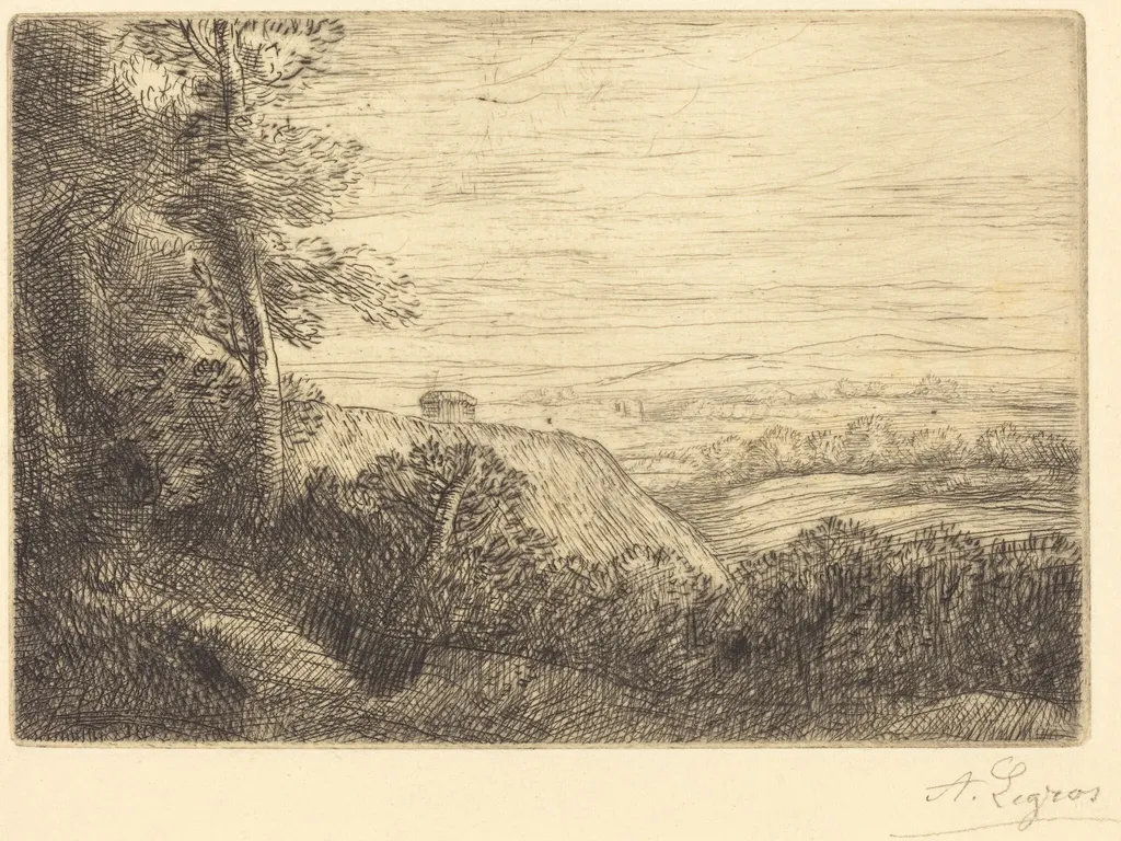 Last Rays (Les derniers rayons), by Alphonse Legros, ink, 1874