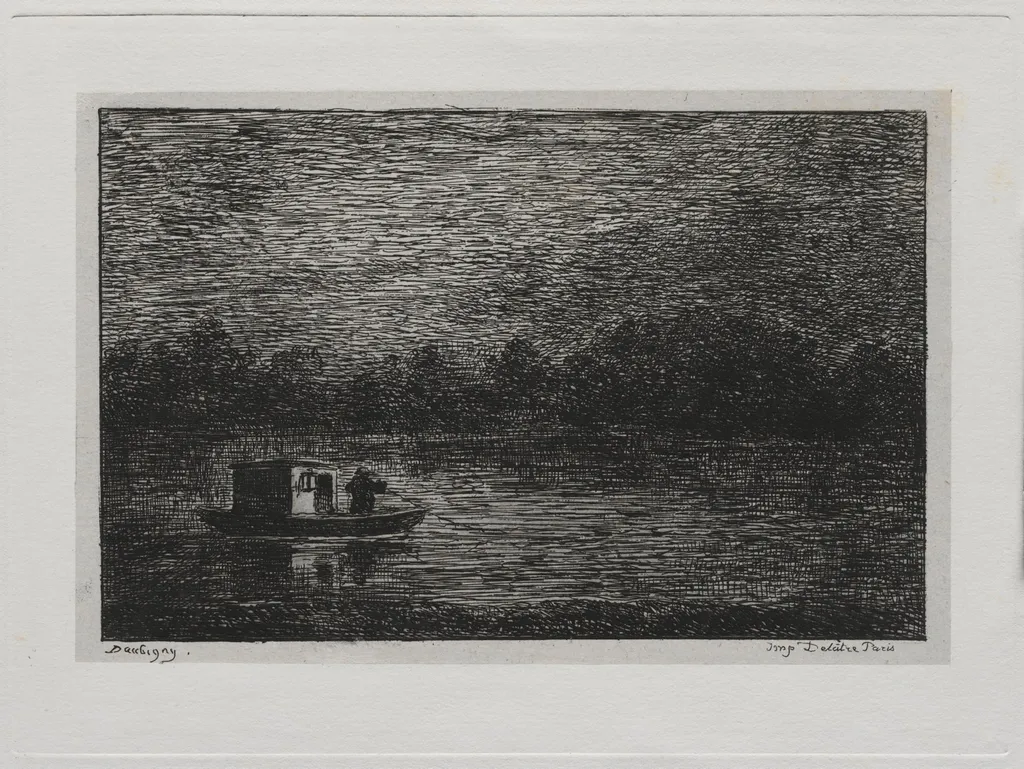 The Boat Trip:  Night Voyage or Net Fishing (second version), by Charles François Daubigny, 1861