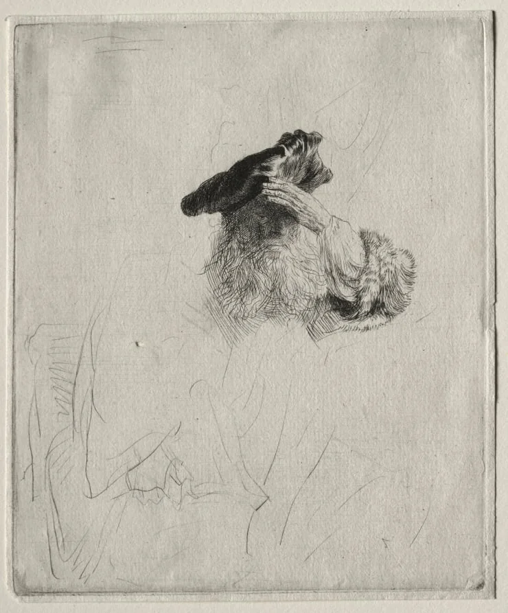 Old Man Shading his Eyes with His Hand, detail