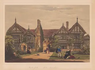 Garden Front, Speke, Lancashire, by Joseph Nash, ink, 1849