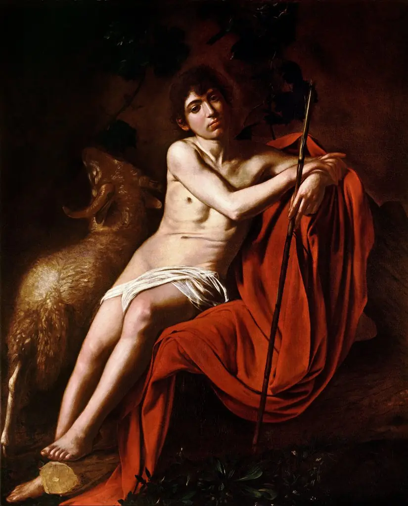 Saint John the Baptist, by Caravaggio, oil, 1610