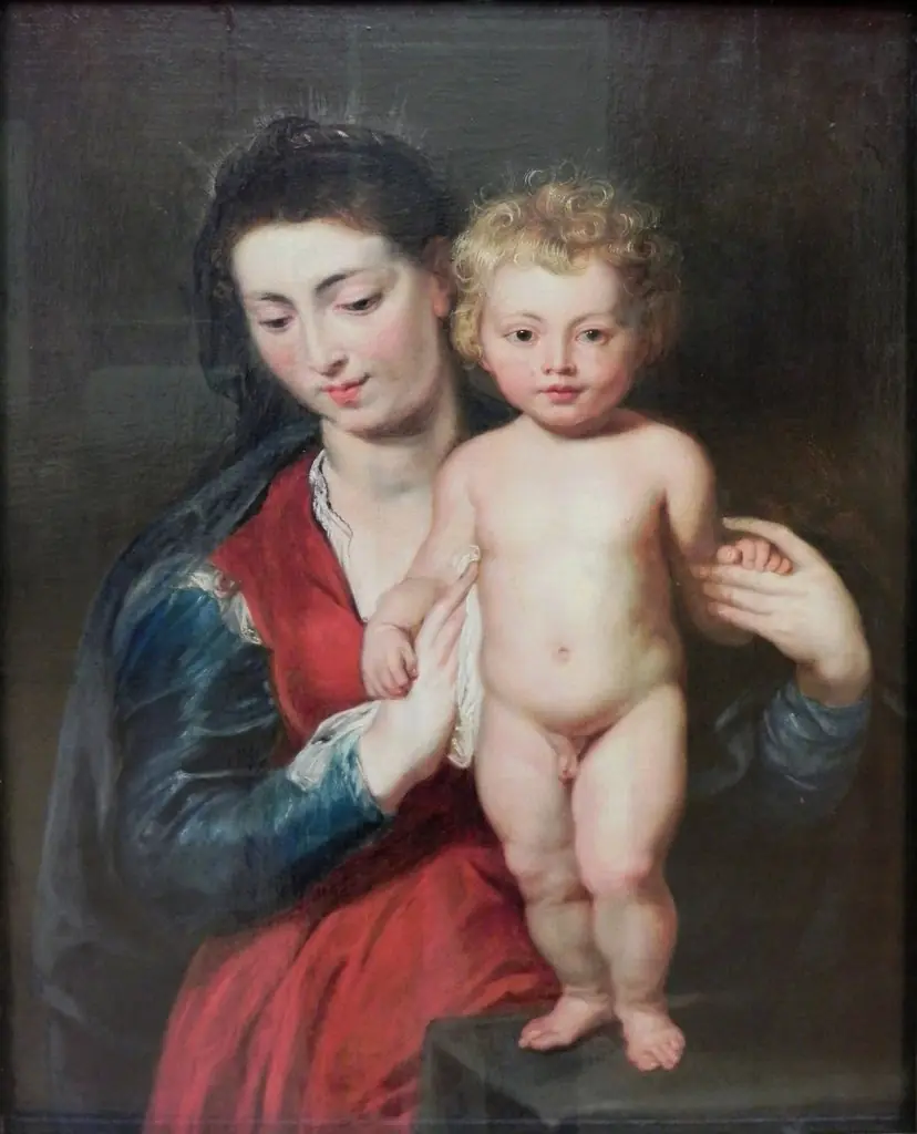 Virgin and child, by Peter Paul Rubens, oil, 1630