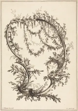Ornament with a Strut and a Railing, by Jean-Jacques Avril I, ink, 1788