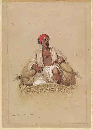 Boatman/ Bosphorus, by Amedeo Preziosi, watercolor, 1855