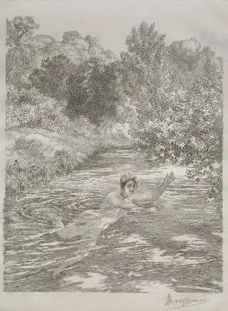 The Bather, by Félix Bracquemond, 1865