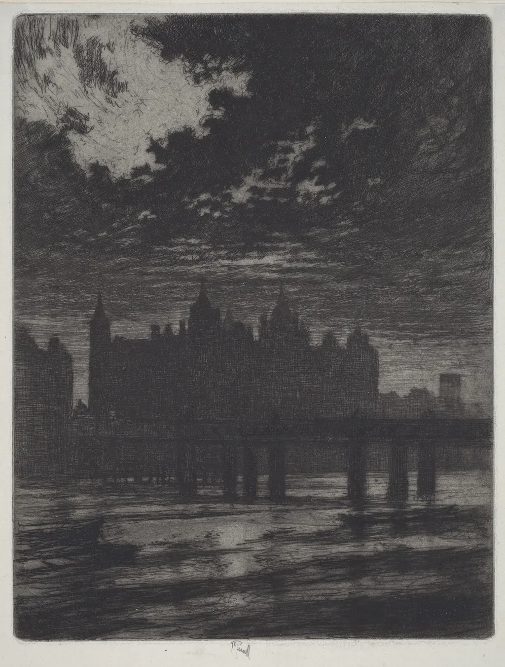 Whitehall Court, by Joseph Pennell, ink, 1903