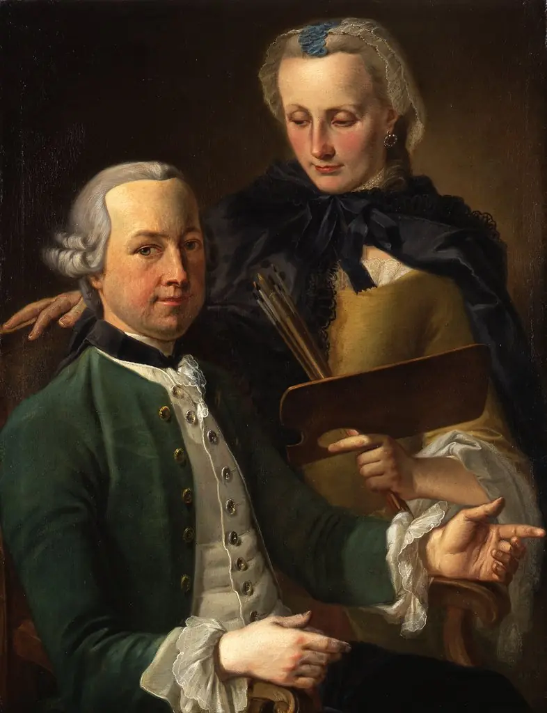 Self-Portrait with his Wife Marie-Sybille, born Krumm, by Georg Karl Urlaub, oil, 1774
