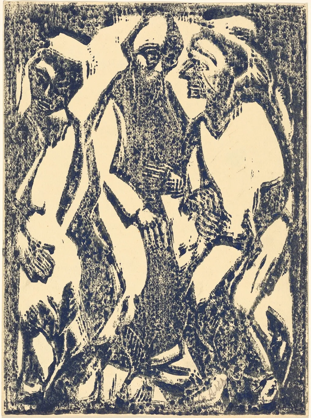 Deliberation (Beratung), by Christian Rohlfs, ink, 1913