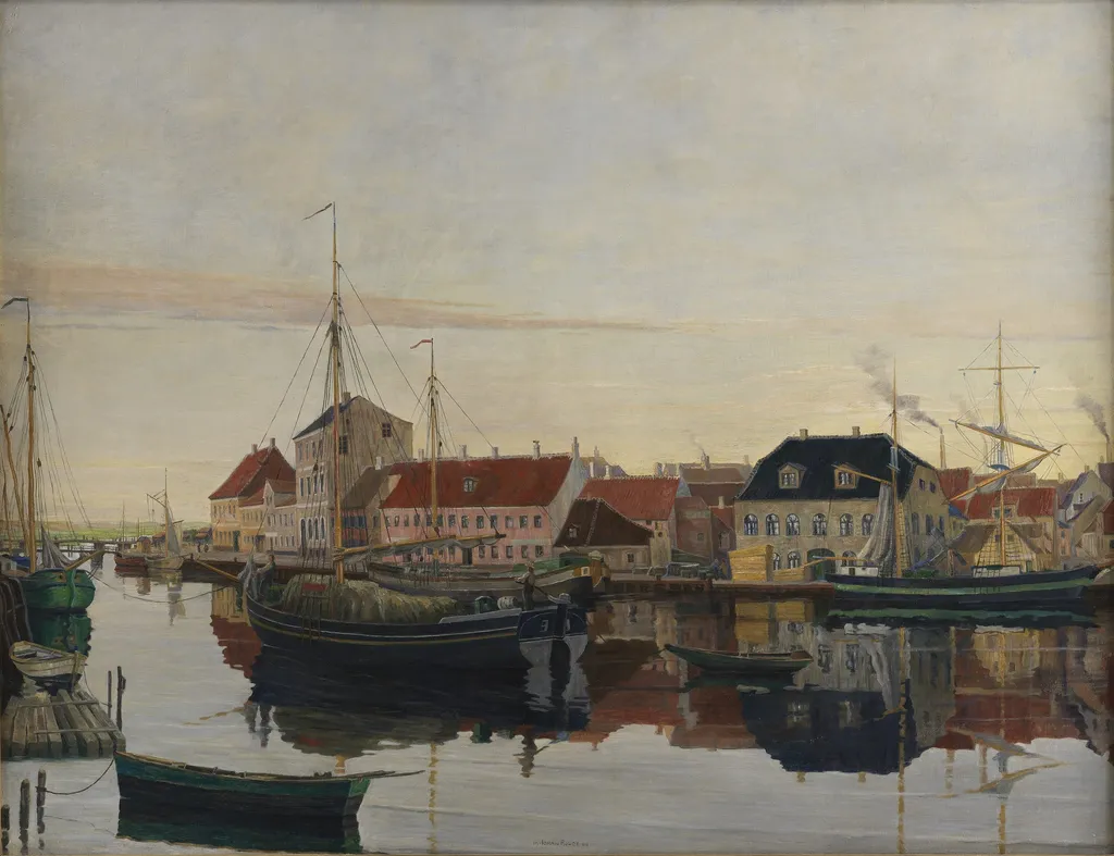 Randers havn, by Johan Rohde, oil, 1906