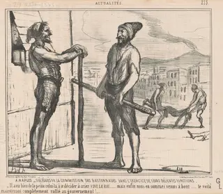 A Naples: Délégués de la commission ..., by Honoré Daumier, ink, 1855
