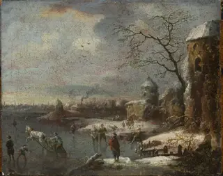 Winter landscape, by Johann Christian Vollerdt, oil