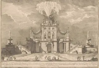 The Seconda Macchina for the Chinea of 1755: A Royal Hunting Lodge, by Giuseppe Vasi, ink, 1755